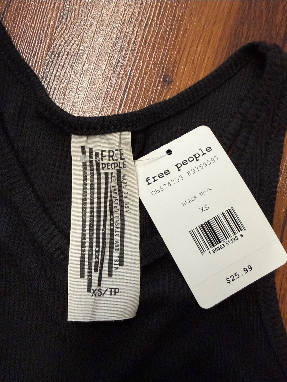 Free People Black Ribbed Flared Racerback Tank - Picture 2 of 5